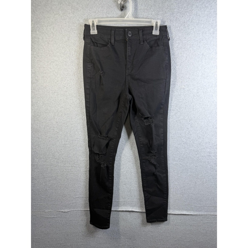 SO Jeans Juniors 9/29W Black High Rise Skinny Jegging Stretch Distressed Denim